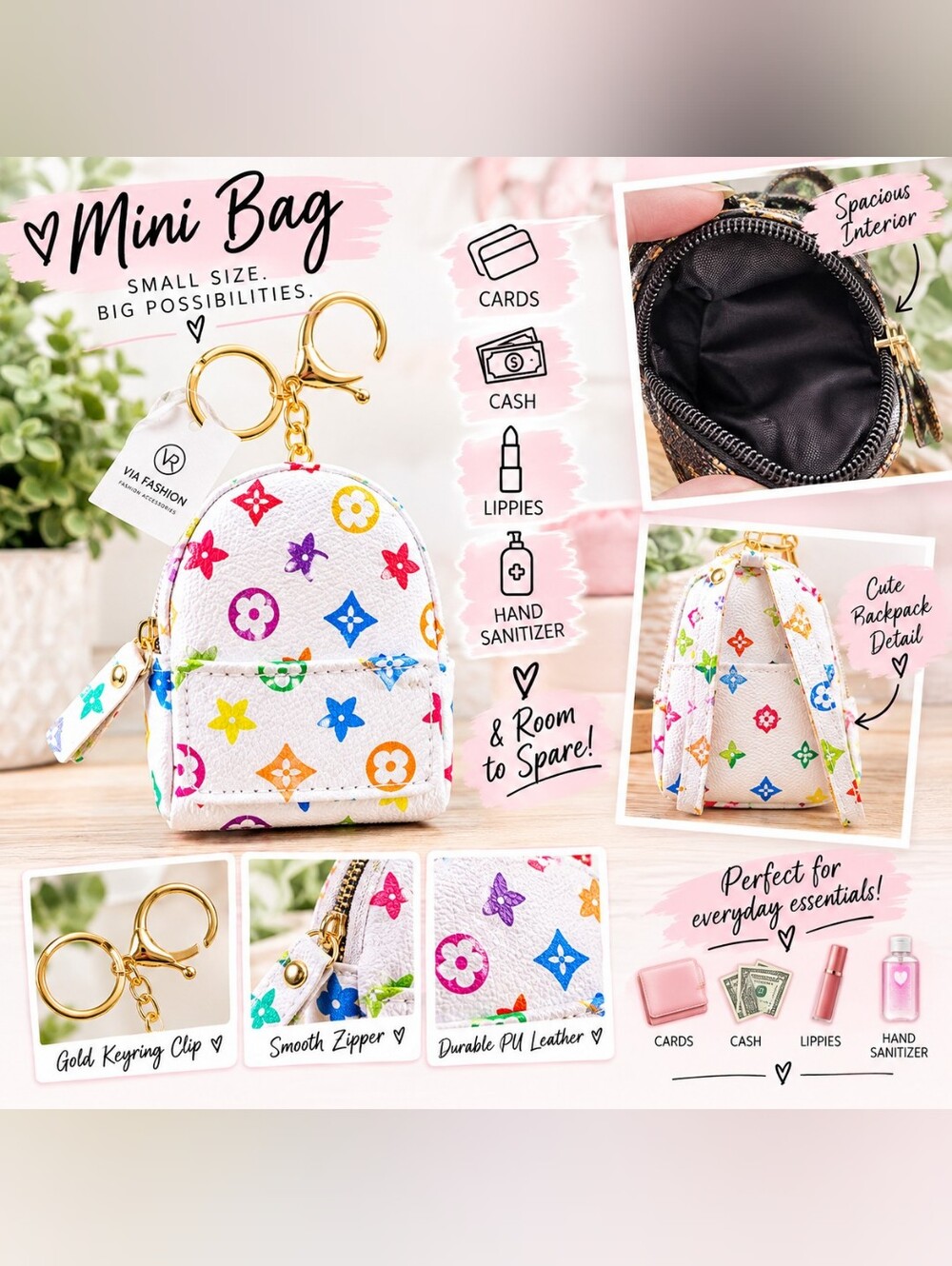 Mini Backpack Keychain Bag - Picture 2 of 2